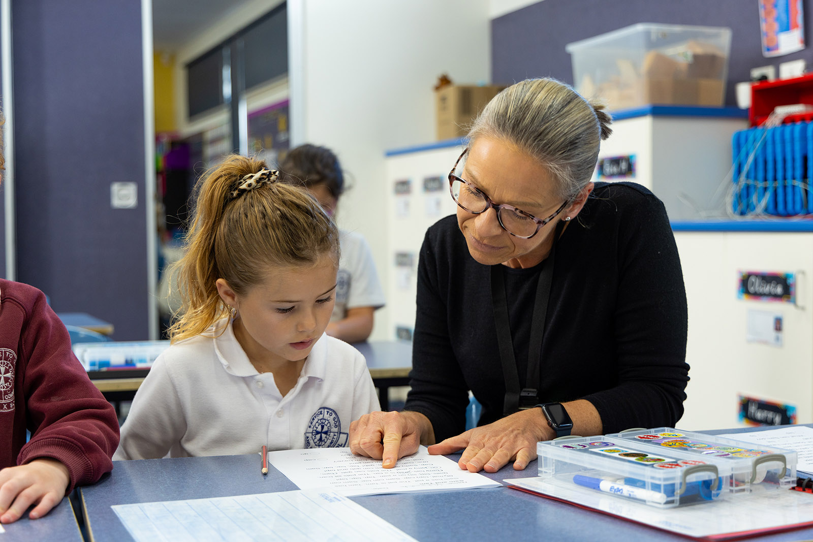 An educator, on location in a school