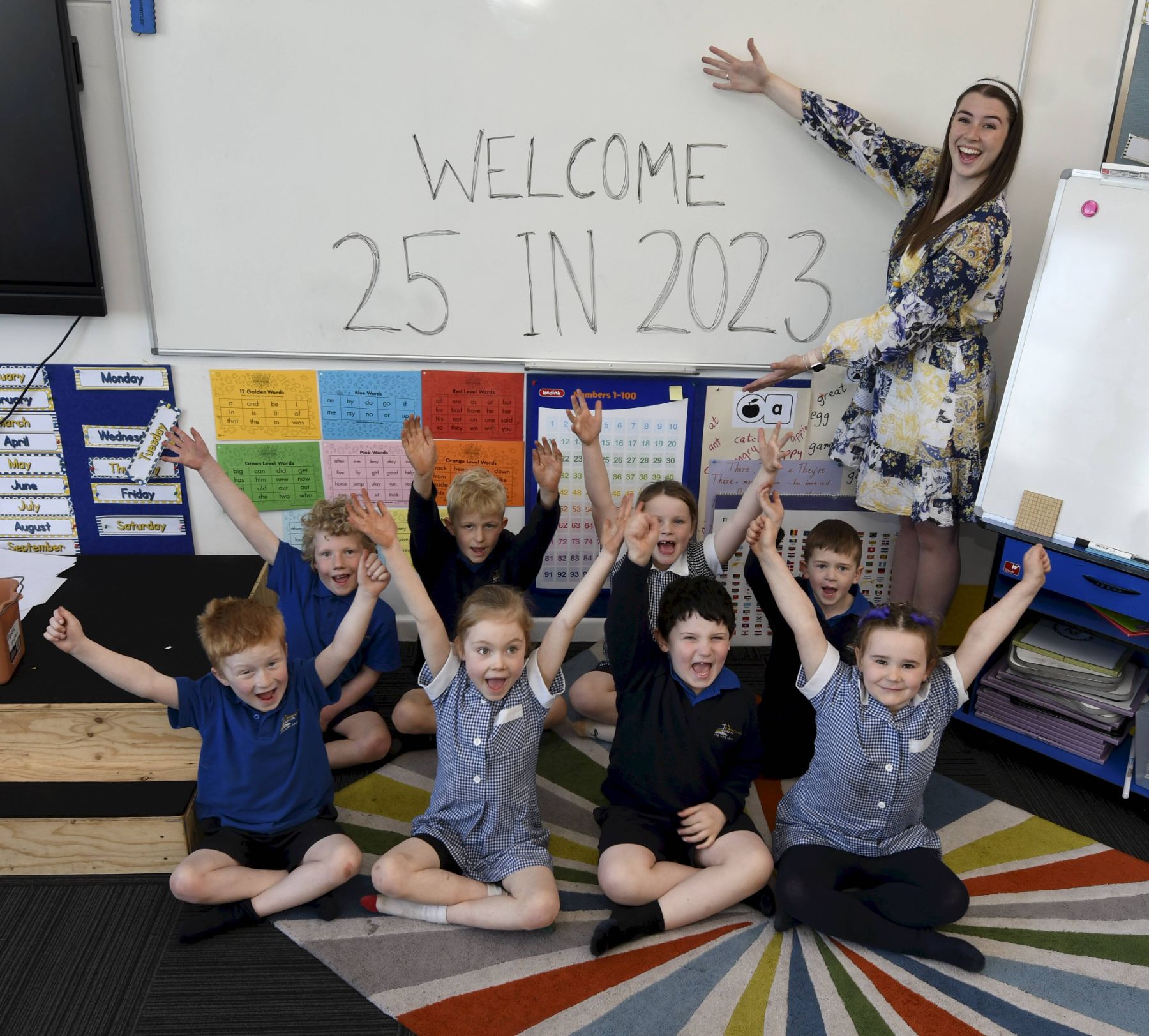 Students at St Patrick's Gordon celebrating 25 new enrolments
