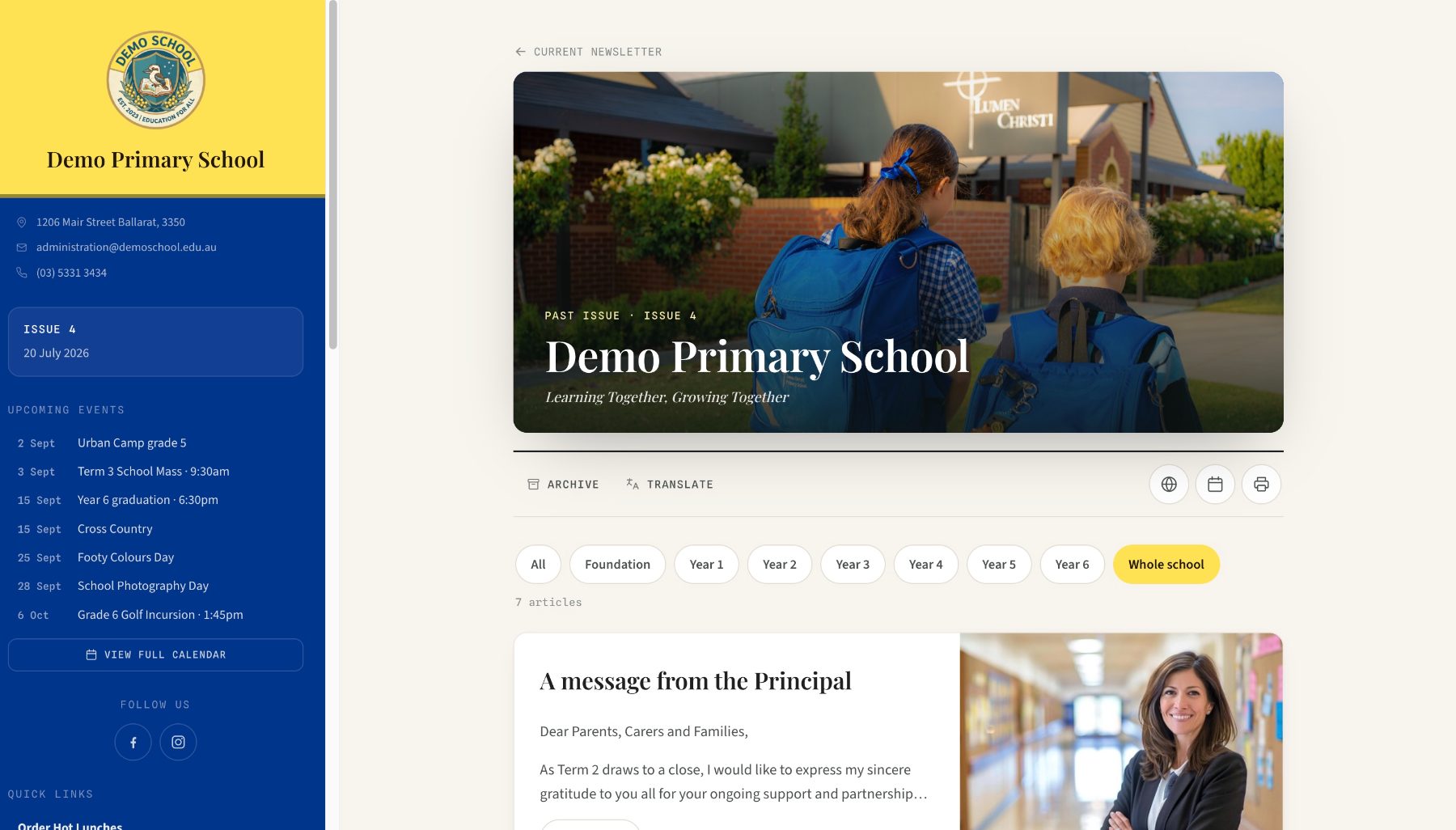 A live digital newsletter on desktop