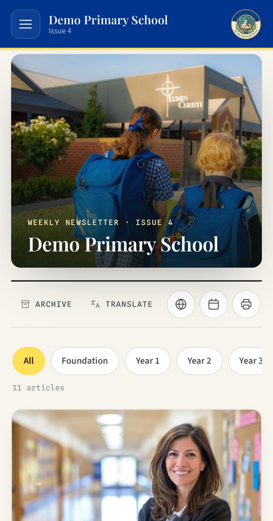 A live digital newsletter on a phone